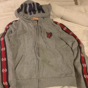 Pink (Victoria secret) grey campus logo hoodie